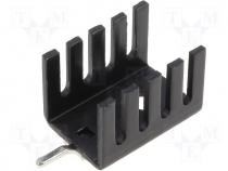 Heatsink, U type 22K/W 9,53mm, blackened TO220,TO202