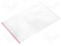 Polyethylene bag, zip closure 150X200mm/100pcs