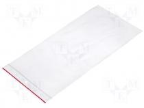 Polyethylene bag, zip closure 150X300mm/100pcs