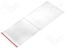 Polyethylene bag, zip closure 90X200mm/100pcs