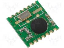 Miniature RF receiver 109dBm 433MHz FSK SPI SMD