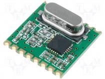 Miniature RF transceiver -118/13dBm 433MHz FSK SMD