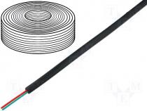 Telephone cable, flat, AWG28 2 cores, reel 100m black