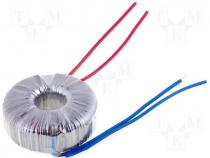 Toroidal mains transformer, 100W, 230/19V