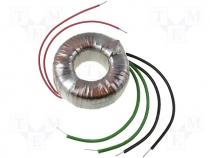 Toroidal mains transformer, 50W, 230/12V/24V