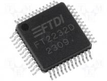 FT2232D - IC interface USB-2 x UART, 2 x FIFO, MPSSE Full Speed LQFP48