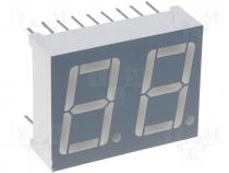 Led displays - Display LED double 7-segment 14mm green 0.6-1.3mcd anode