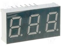 Led displays - Display LED triple 7-segment 10.2mm blue 6mcd anode