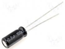   - Capacitor electrolytic 2.2uF 100V 105C RM2mm5x11