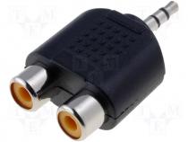 Adaptor 2x Phono socket - Jack plug 3.5 stereo