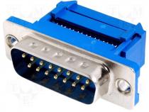 Connector D Sub male PIN 15 IDC for ribbon cable crimped