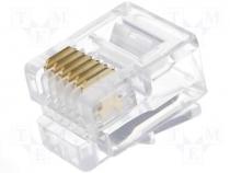 Connector RJ12 plug PIN 6 IDC crimped on cable