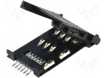 Connector for cards SIM SMD 30mΩ 3mm