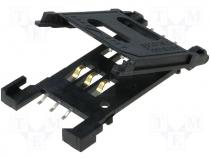 Connector for cards SIM with hinged holder SMD 30mΩ 2.5mm