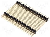 Pin header pin strips male PIN 40 straight double deck THT