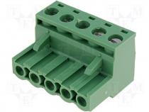 TBW-5-5P/GN - Pluggable terminal block plug female 2.5mm2 5.08mm on cable