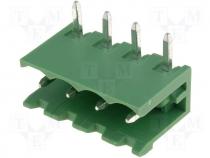 TBG-5-KB-4P/GN - Pluggable terminal block socket male 5.08mm THT ways 4 15A