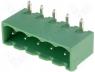 TBG-5-KW-5P-GN - Pluggable terminal block socket male angled 5.08mm THT 15A