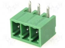 TBG-3.5-KW-3P - Pluggable terminal block socket male angled 3.5mm THT ways 3