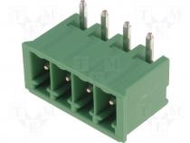 TBG-3.5-KW-4P - Pluggable terminal block socket male angled 3.5mm THT ways 4