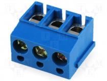 TB-5.0-P-3P1/BL - Terminal block angled 2.5mm2 THT screw terminals ways 3 16A