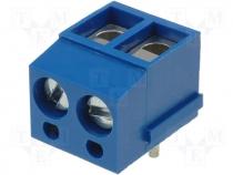 Terminal block straight 2.5mm2 5mm THT screw terminals 10A