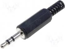 Jack plug 3,5mm hood stereo soldered black