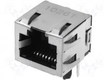 Connector RJ45 socket PIN 8 shielded top latch THT