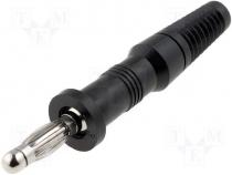 BC-020/B - Plug 4 mm banana plugs 10A 60V DC black Max.wire diam 4mm