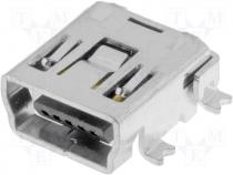 Connector - Connector mini USB B socket PIN 5 horizontal SMD