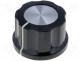  - Knob, with flange, bakelite, Shaft d 6.35mm, Ø24x16mm, Cap silver