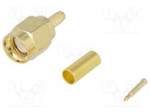  SMA - Plug, SMA, male, straight, RG174, crimped, for cable, gold plated