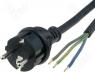 Cable assemblies - Cable CEE 7/7 (E/F) plug  wires rubber black 3m 3x1 5mm2 16A