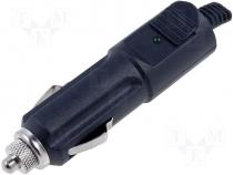 Car connector - Plug cigarette lighter socket straight  with LED 1x fuse