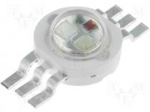 LED, power; 3W; EMITER, tricolour; RGB; 120; d red:625nm; 50lm