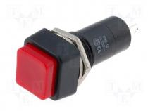Switch push button 1 position SPST NO 1A/250VAC red Ø12mm