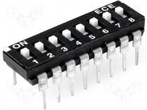 Switch DIP SWITCH Poles number 8 ON OFF 0.1A/24VDC  25÷70°C