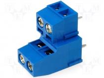 TB-5.0-P-2X2F - Terminal block double deck angled 90° 5mm ways 4