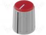 Knob with pointer ABS Shaft d 6mm Ø15.3x18mm grey Cap red