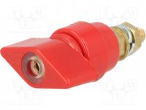 Banana Connector - Laboratory clamp, red, 1kVDC, 63A, Mounting  screw,on panel, 58mm