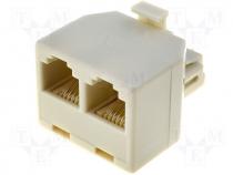 --- - Splitter RJ11 socket x2,RJ11 plug Pin layout 6p4c