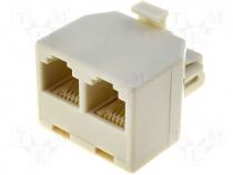 Splitter RJ11 socket x2,RJ11 plug Pin layout 6p4c