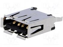 Socket USB A on PCBs THT PIN 4 straight