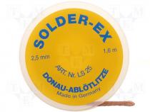 Braid desoldering, W 2.5mm, L 1.6m