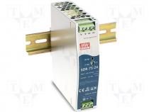 SDR-75-48 - Pwr sup.unit pulse, 76.8W, 48VDC, 1.6A, 88÷264VAC, 124÷370VDC   <spa