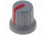 Κουμπί ποτανσιόμετρου - Knob, miniature, with pointer, ABS, Shaft d 6mm, Ø16x14mm, grey