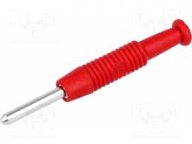 Plug, 2mm banana, 6A, 60VDC, red, Connection  soldering, -25....60C
