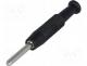Plug, 2mm banana, 6A, 60VDC, black, Connection  soldering, -25....60C