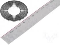 Ribbon cable - Cable ribbon, 1.27mm, stranded, Cu, 16x28AWG, PVC, grey, 30,5m