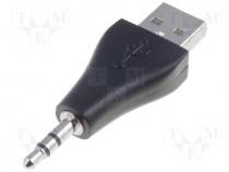 Usb adapter - Adapter, USB 2.0, USB A plug, Jack 3.5mm 3pin plug, gold plated